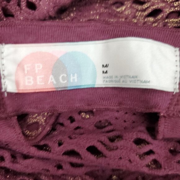 Free People Beach Plum Gold Cutout Crochet Shrug Crop Top - Picture 2 of 7